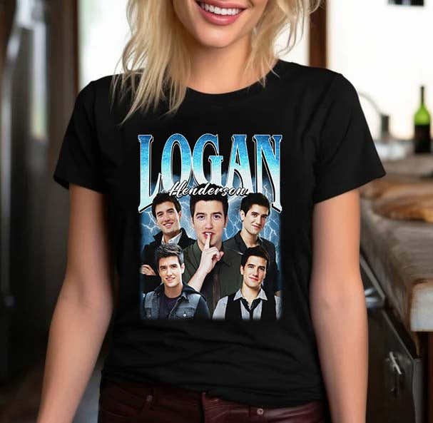 Logan Henderson Fan Shirt - Vintage Style Lightning Portrait Tee