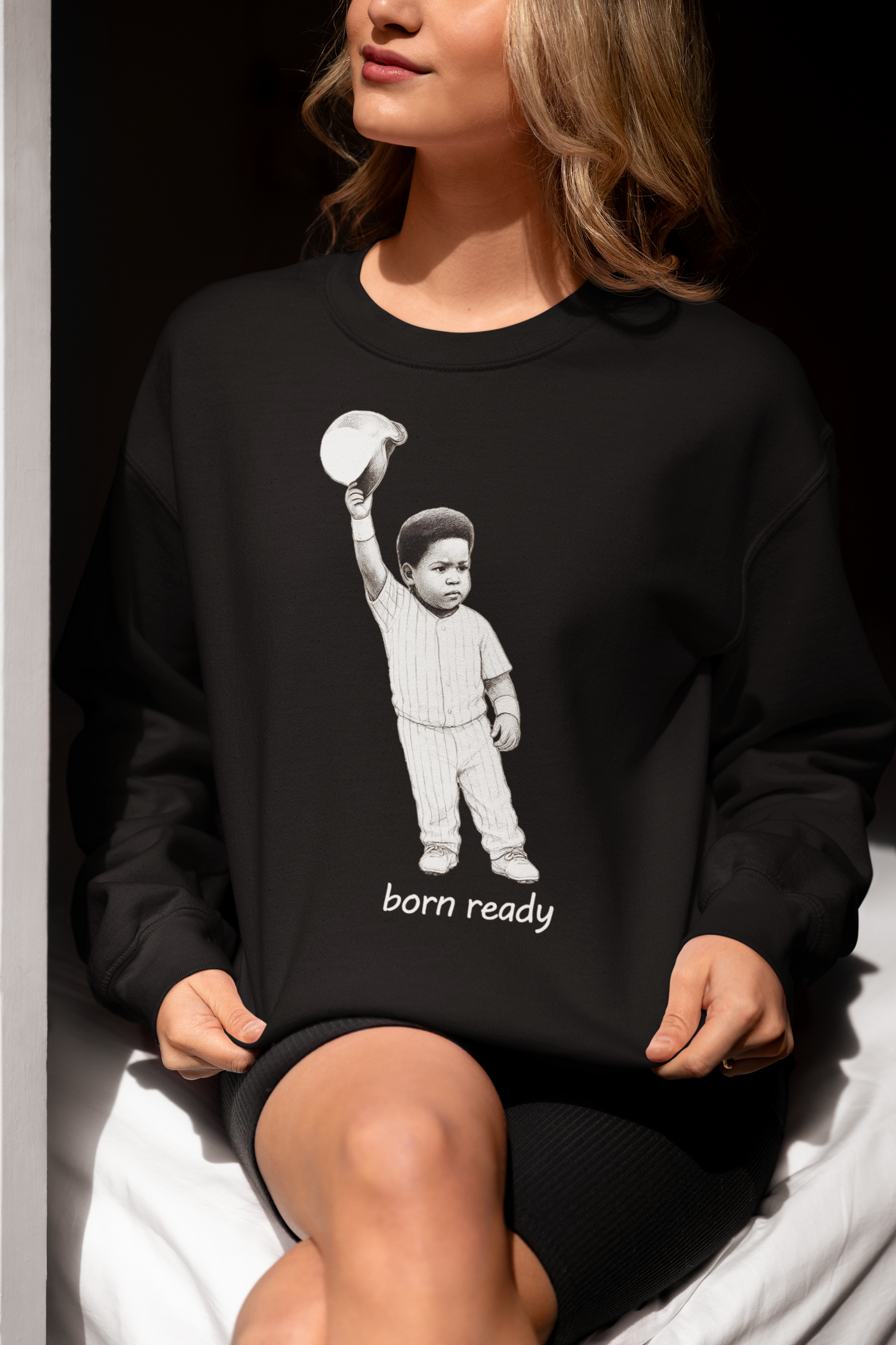 Born Ready Cute Baby Baseball Player Graphic Tee