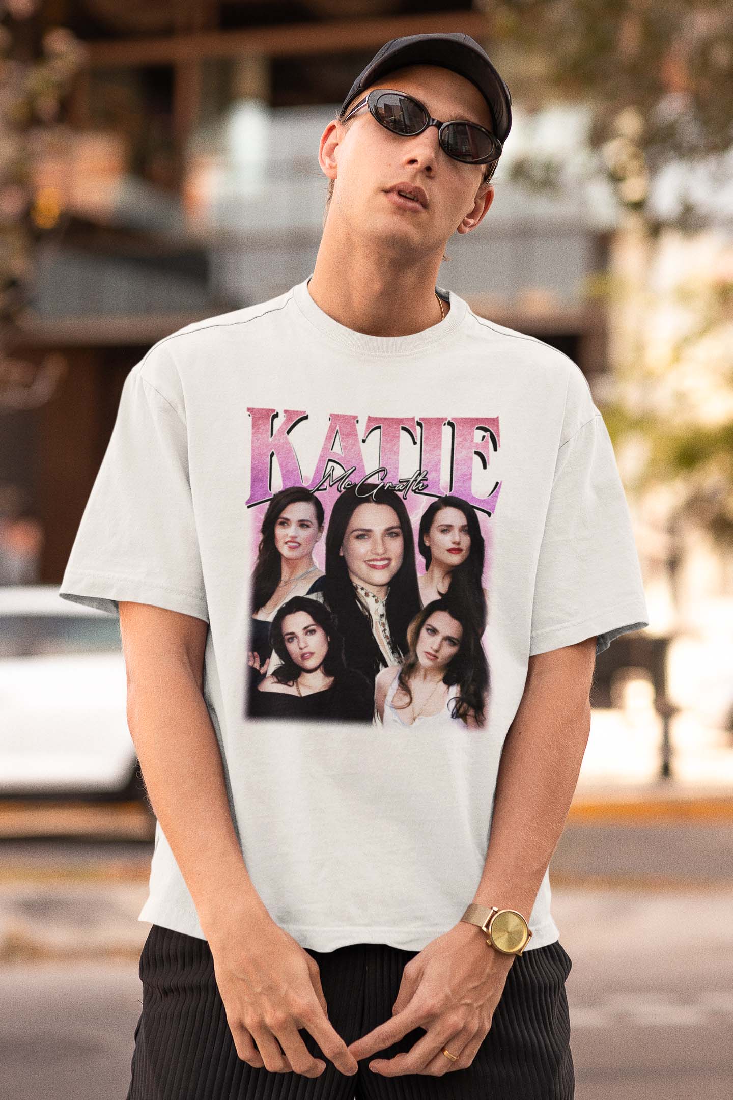 Katie McGrath Vintage Style Collage T-Shirt – Retro Fan Art Tee