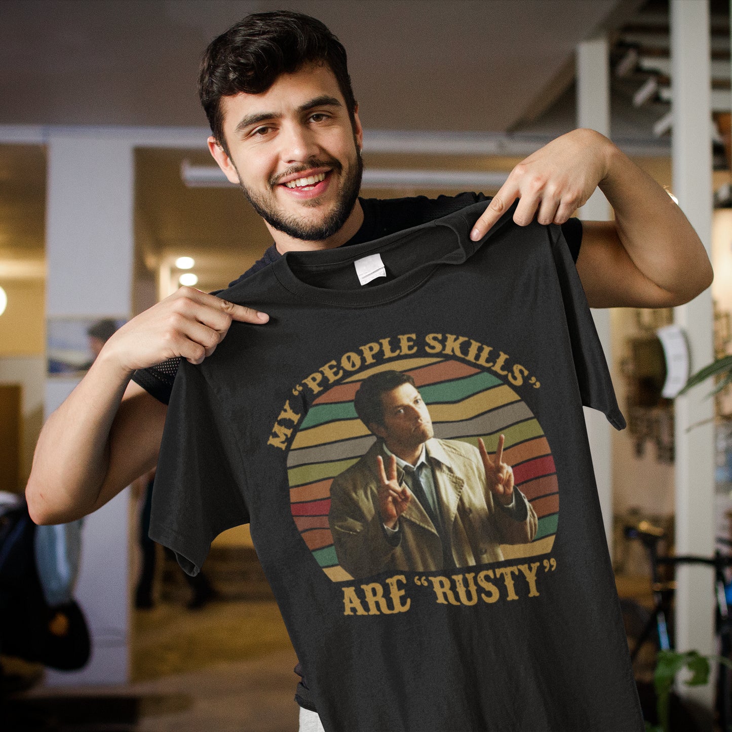 Vintage Castiel 'People Skills Are Rusty' Supernatural Sweatshirt