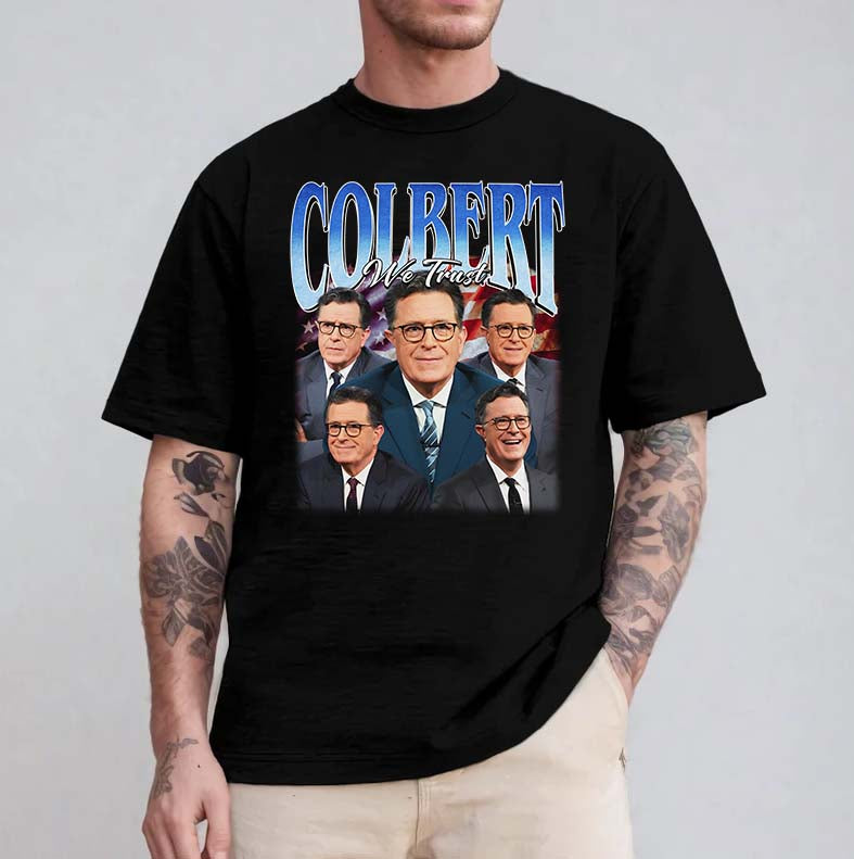 Colbert We Trust Shirt - Stephen Colbert Face Collage Tee