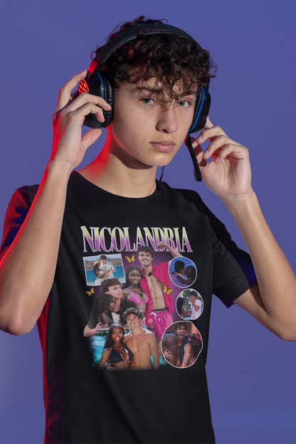 Nicolandria Summer Vibes Graphic T-Shirt - Beach Couple Design