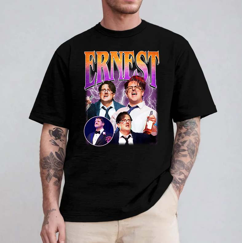 Ernest Funny Character Graphic Tee with Lightning Design