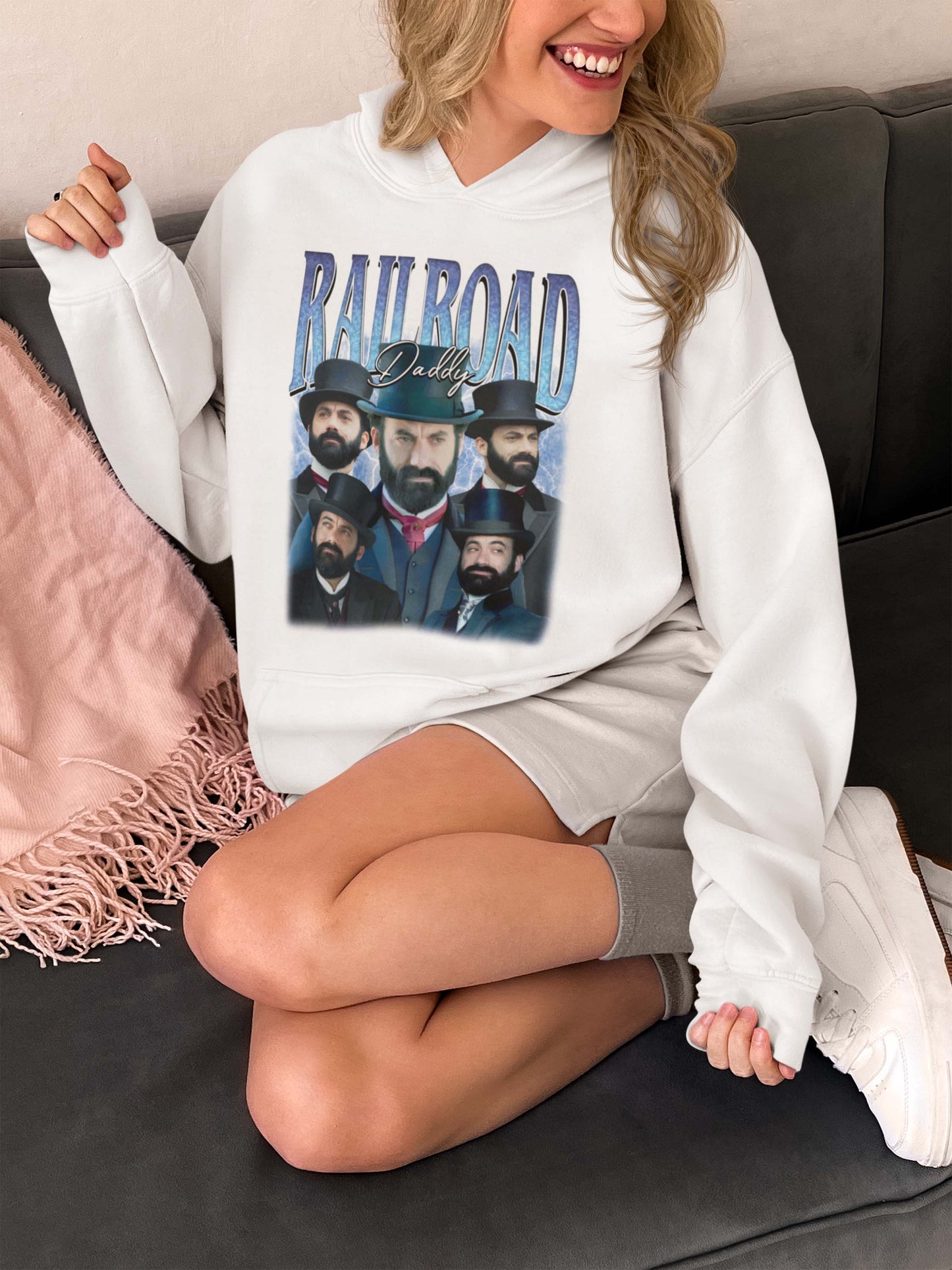 Railroad Daddy Vintage Style Graphic Hoodie for History and Railroad Enthusiasts