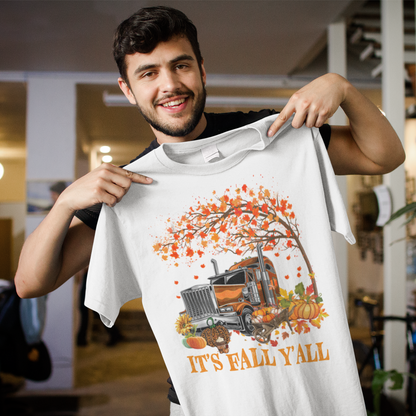 Fall Y'all Trucking Pumpkin Autumn Graphic Tee