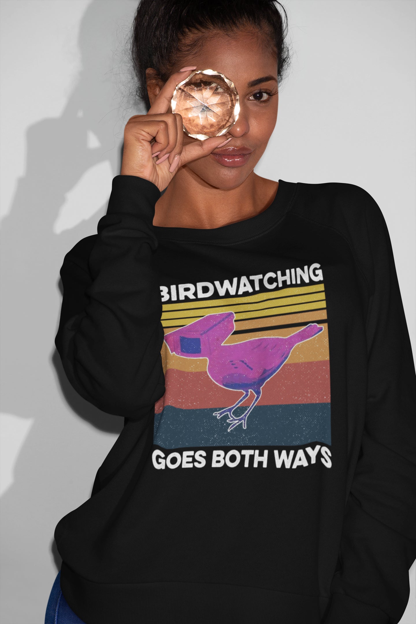 Birdwatching Goes Both Ways Funny Vintage Retro T-Shirt