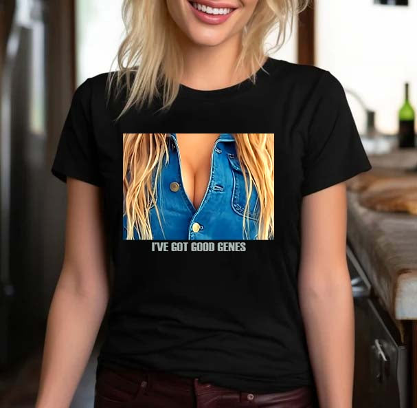 Funny I've Got Good Genes T-Shirt with Graphic Denim Look