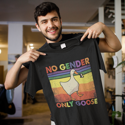 No Gender Only Goose Rainbow Sweatshirt - Inclusive Pride Animal Lover Tee