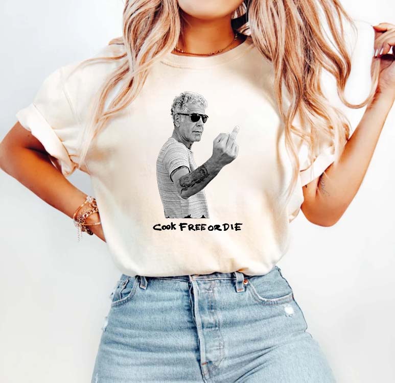 Chef Anthony Bourdain Cook Free Or Die T-Shirt - Edgy Culinary Graphic Tee