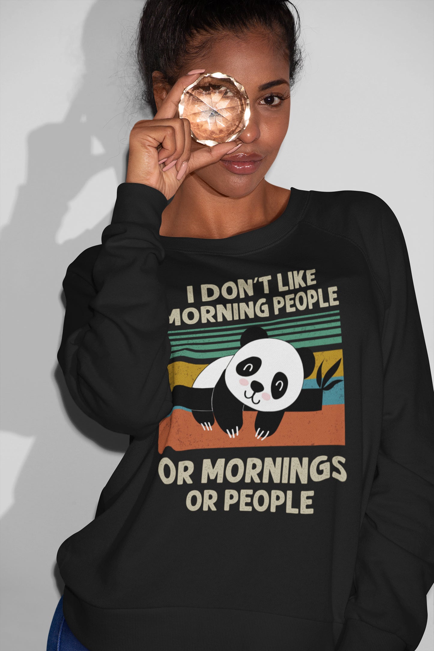 Funny Panda I Don't Like Morning People T-Shirt - Cute Lazy Morning Graphic Tee