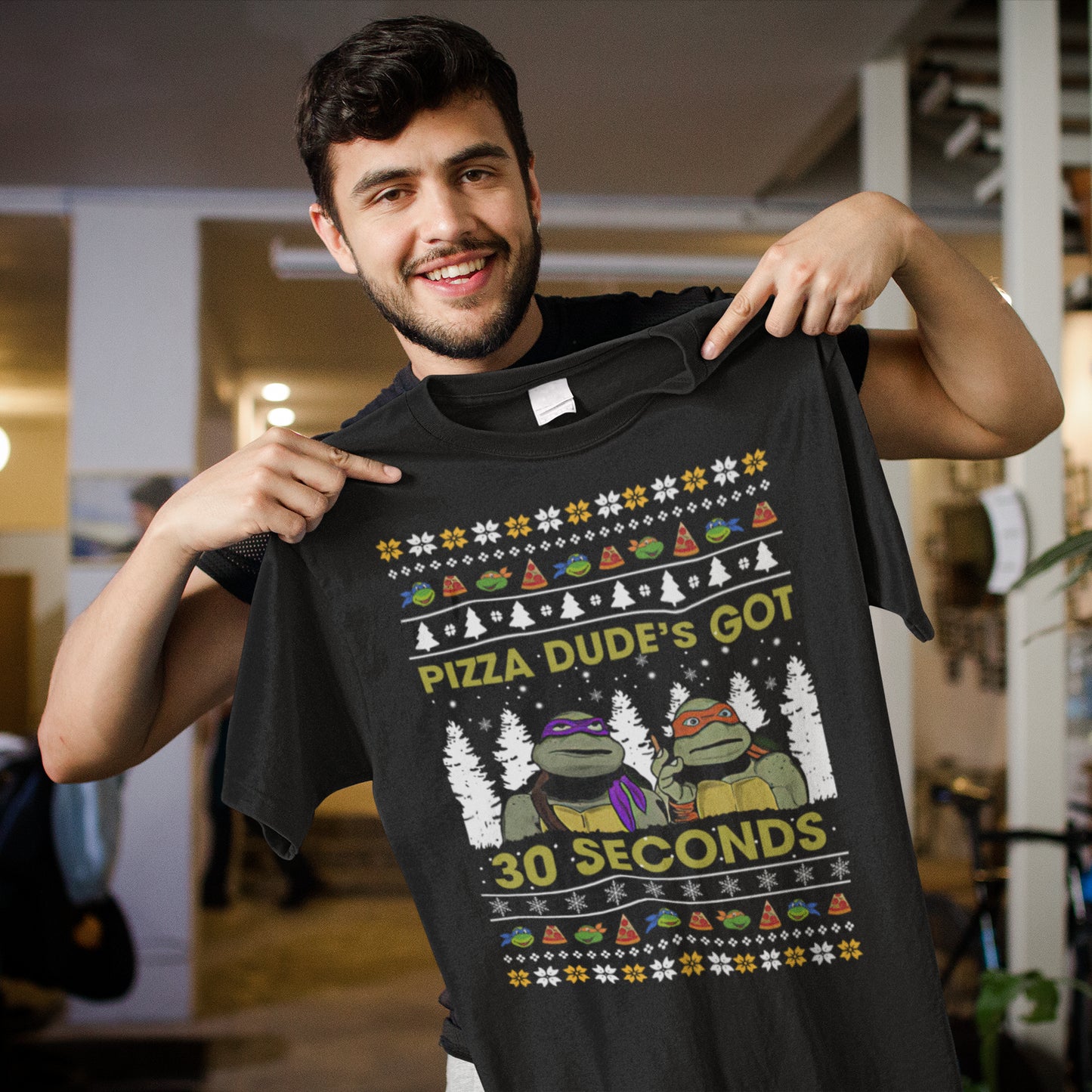 Pizza Dude's Got 30 Seconds TMNT Ugly Holiday Sweater