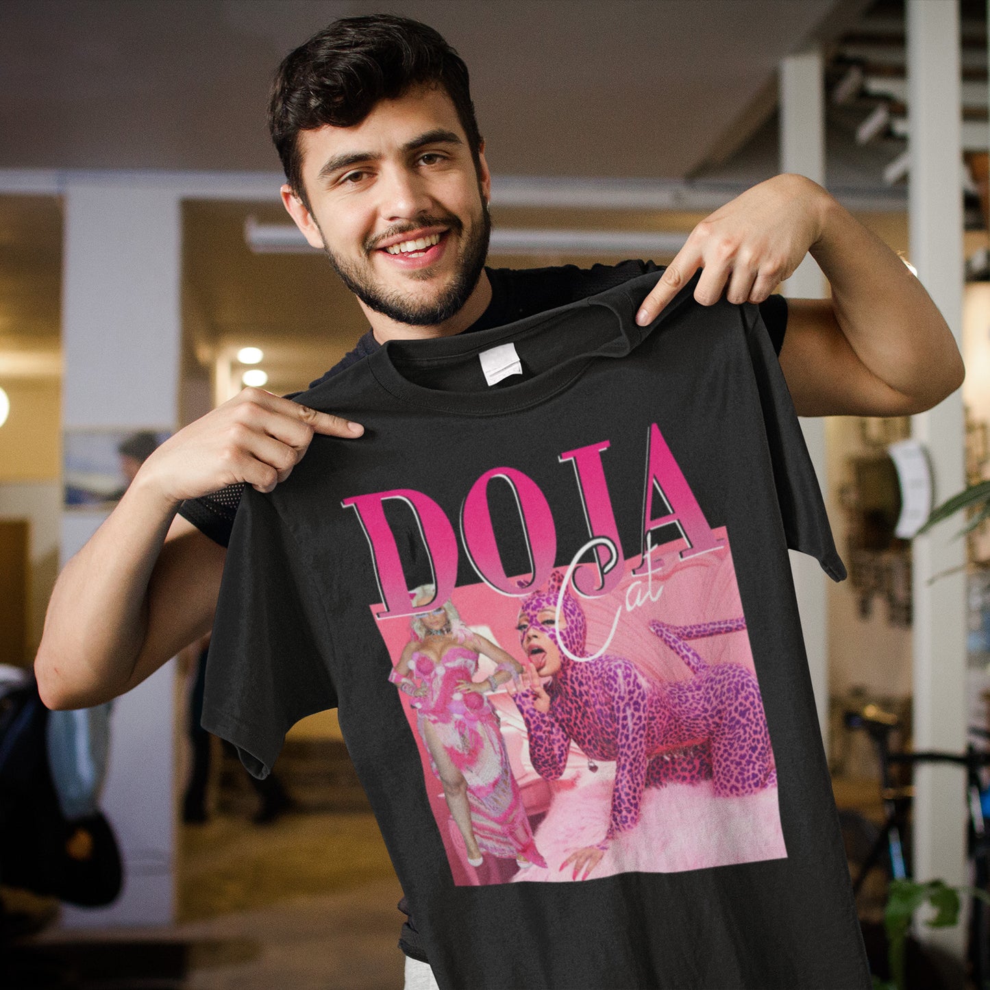 Doja Cat Graphic Sweatshirt - Bold Pink Leopard Print Design