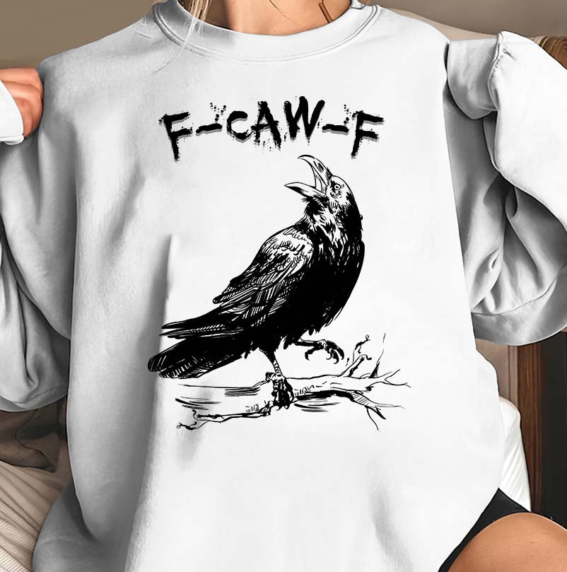 Funny F-CAW-F Crow T-Shirt - Quirky Bird Lover Graphic Tee