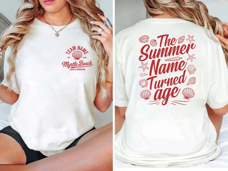 Custom Myrtle Beach Summer Birthday T-Shirts for Couples