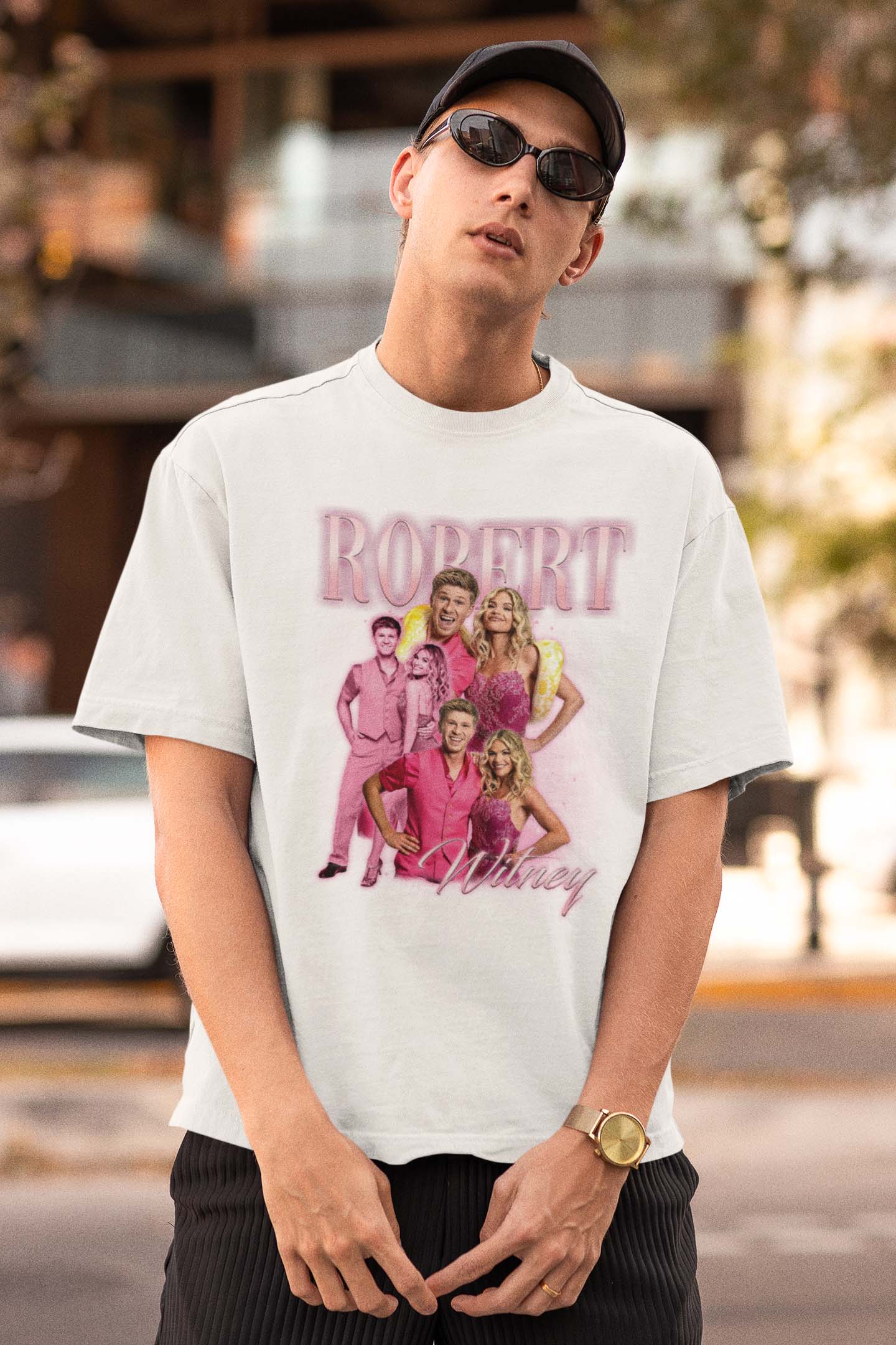 Robert and Britney Retro Style Personalized Couple T-Shirt