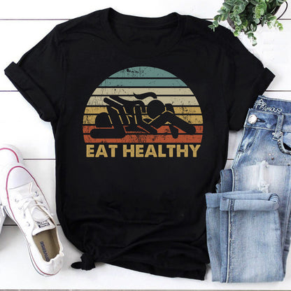 Vintage Eat Healthy Retro T-Shirt – Wellness & Nutrition Graphic Tee