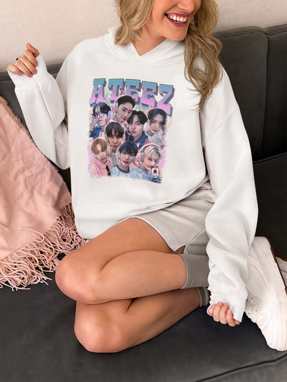 ATEEZ Hoodie Black Kpop Group Graphic Sweatshirt Unisex Casual Wear