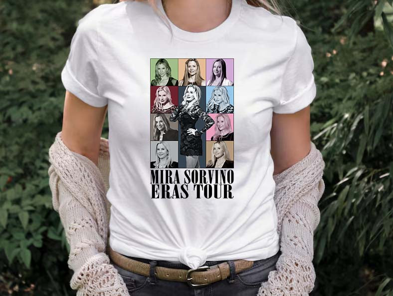 Mira Sorvino Eras Tour T-Shirt - Celebrity Photo Collage Tee