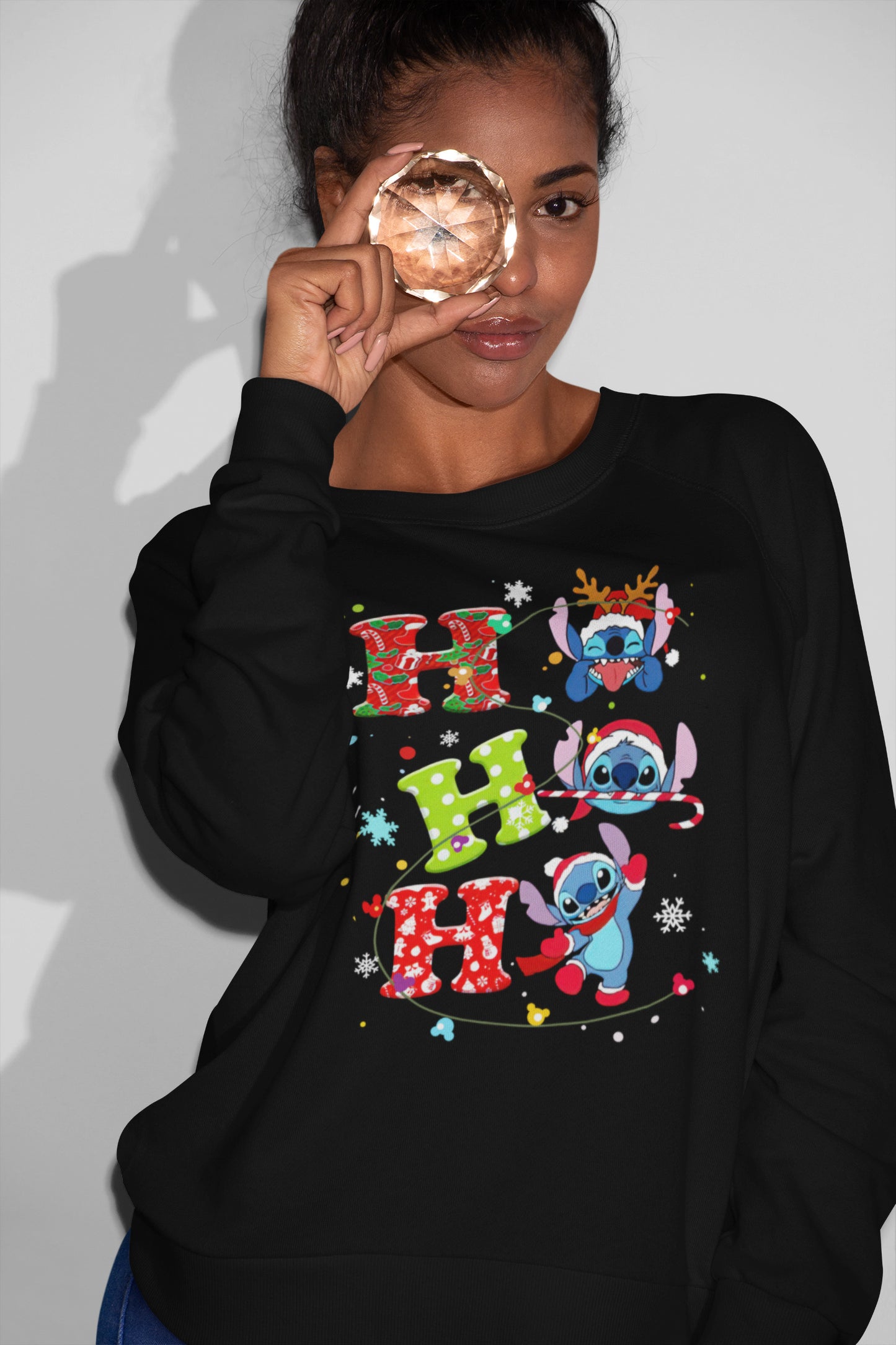 Cute Stitch Christmas Shirt Ho Ho Ho Holiday Tee for Disney Fans
