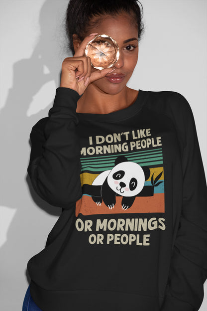 Funny Panda T-Shirt I Don't Like Morning People or Mornings or People Tee