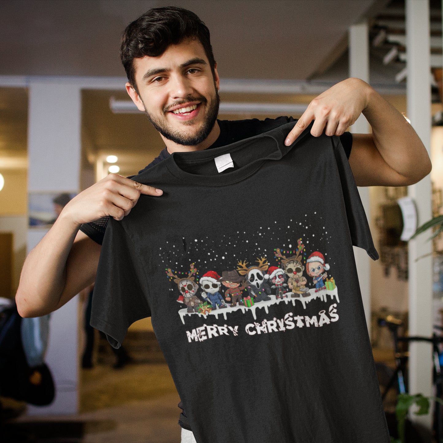 Cute Horror Movie Characters Merry Christmas Sweatshirt