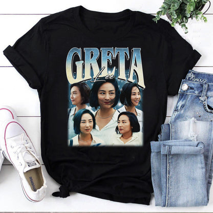 Greta Lee Collage Graphic T-Shirt - Stylish Fan Tribute Tee