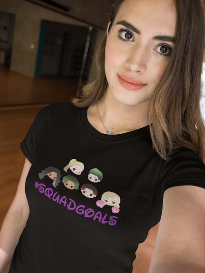 #SquadGoals T-Shirt with Cute Cartoon Faces Graphic Tee for Friendship Fans