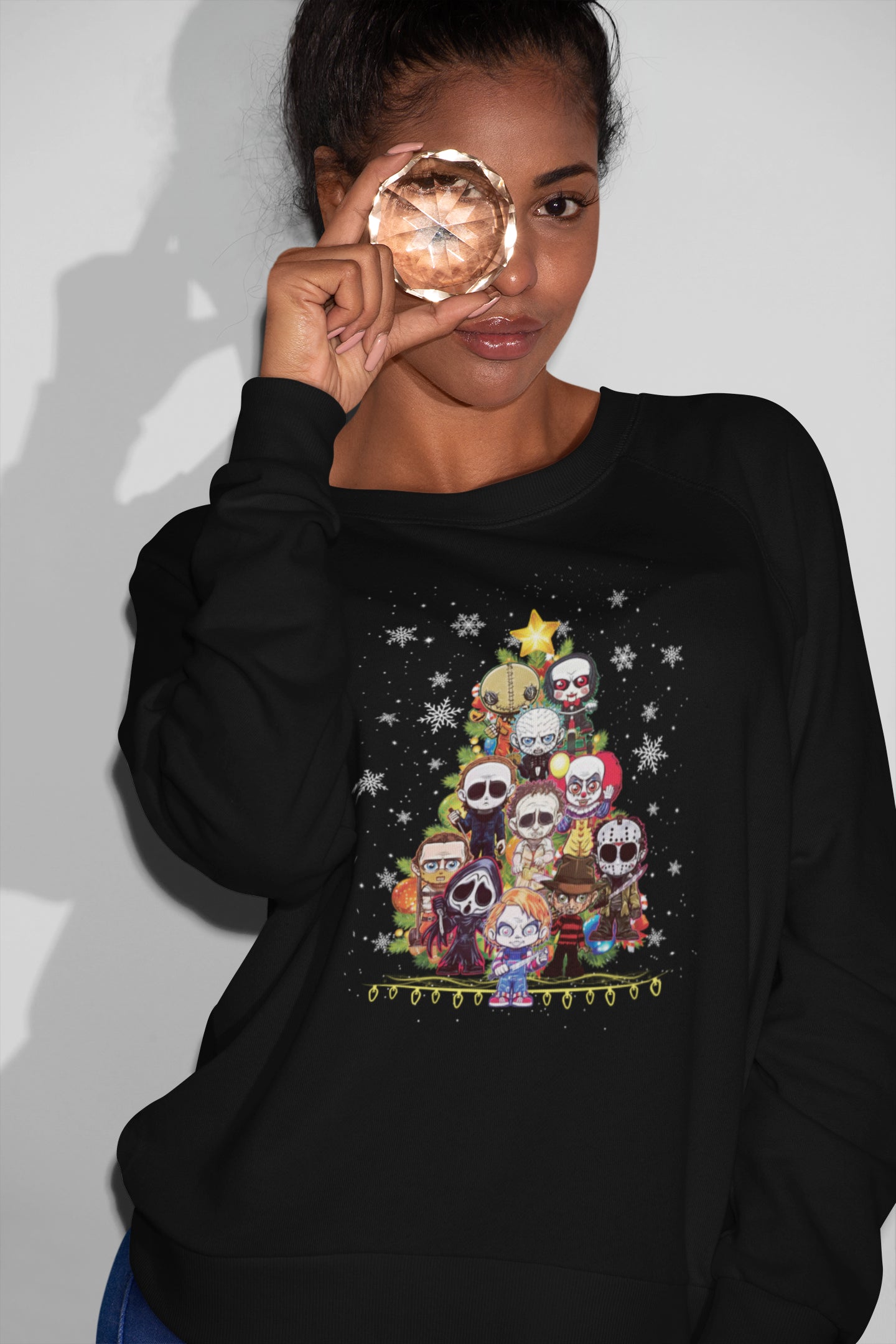 Horror Movie Characters Christmas Tree T-Shirt – Festive Horror Villains Tee