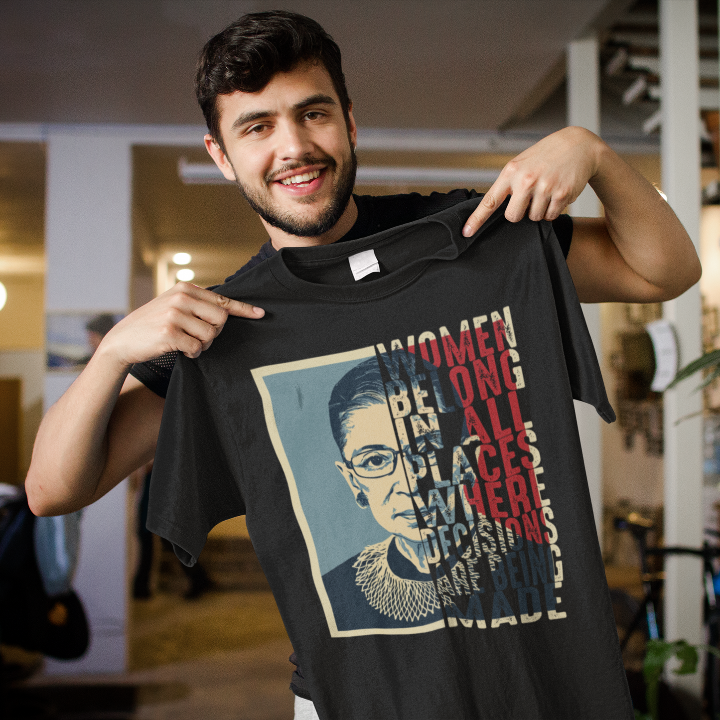 Ruth Bader Ginsburg Women Belong In All Places Graphic Tee