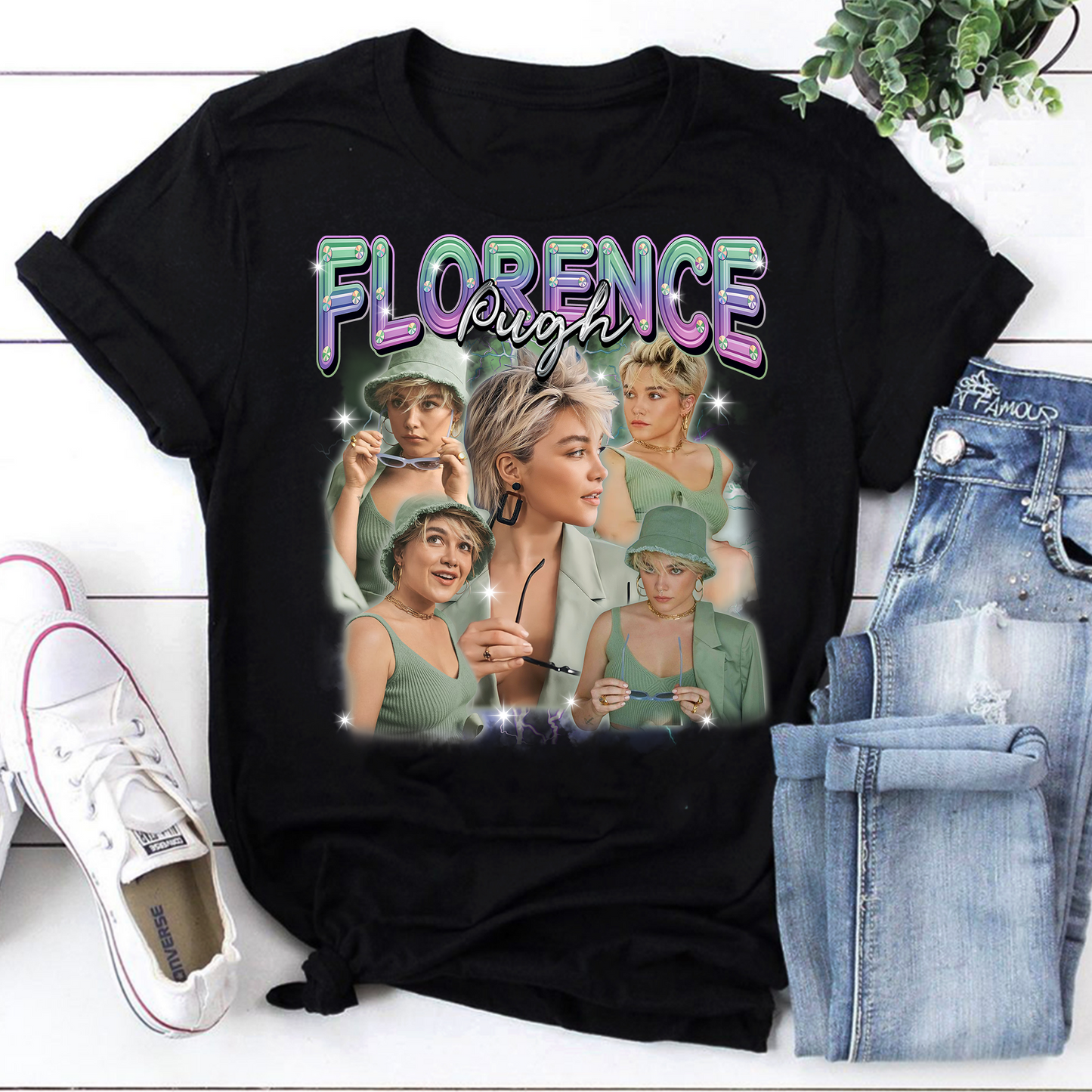 Florence Pugh Collage T-Shirt - Stylish Celebrity Fan Tee