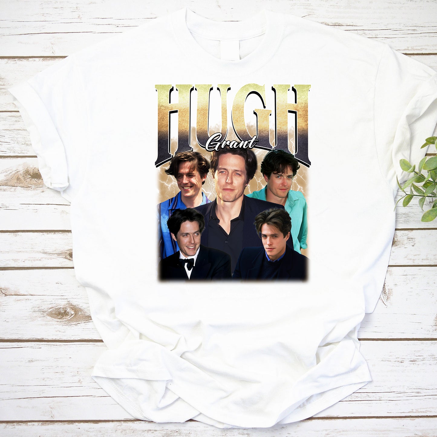 Hugh Grant Vintage Collage T-Shirt - Classic British Actor Fan Tee