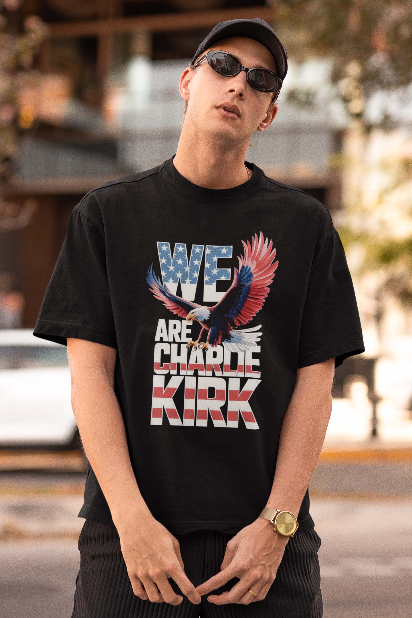 We Are Charlie Kirk Patriotic Eagle Graphic T-Shirt