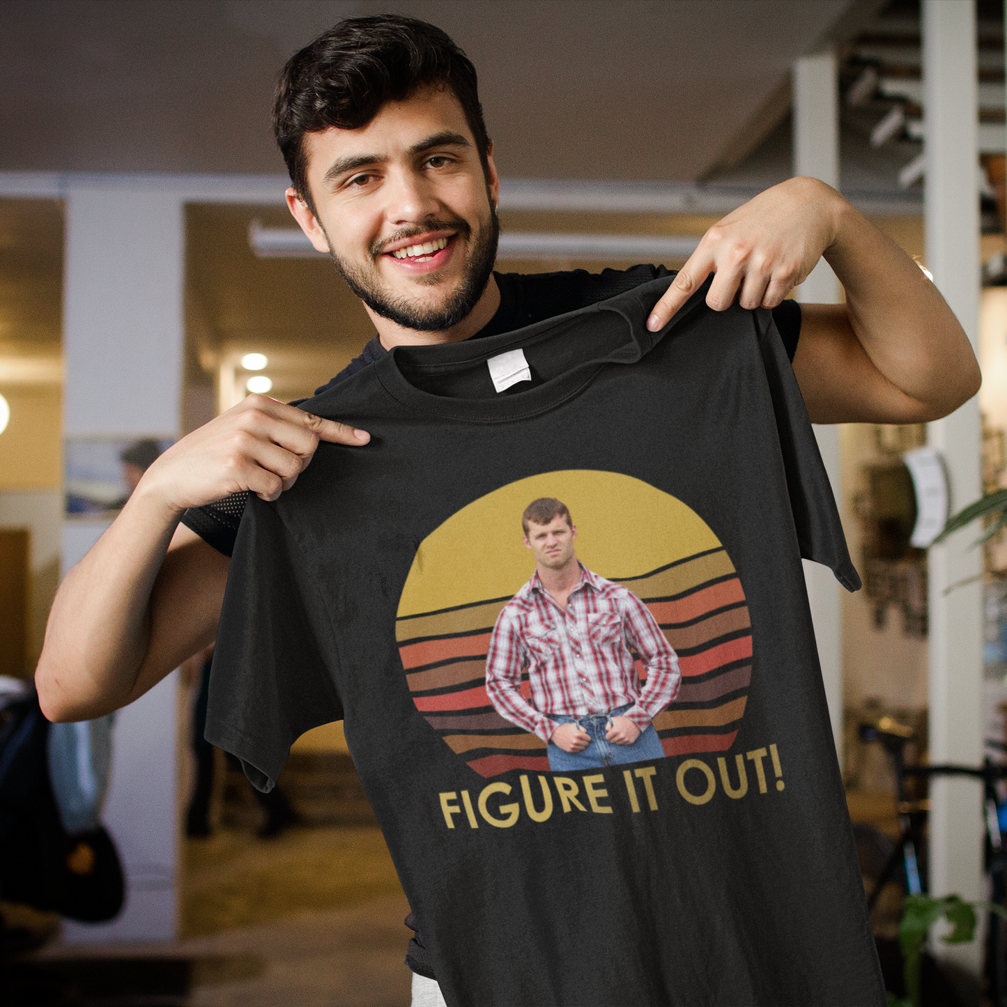 Retro Style 'Figure It Out!' Graphic Sweatshirt with Vintage Man Design