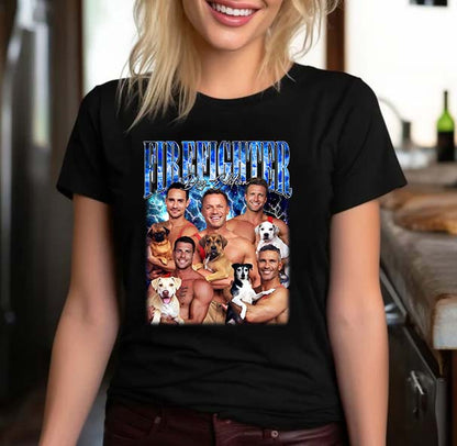 Firefighter Dog Edition Shirt - Muscle Firemen with Dogs Tee