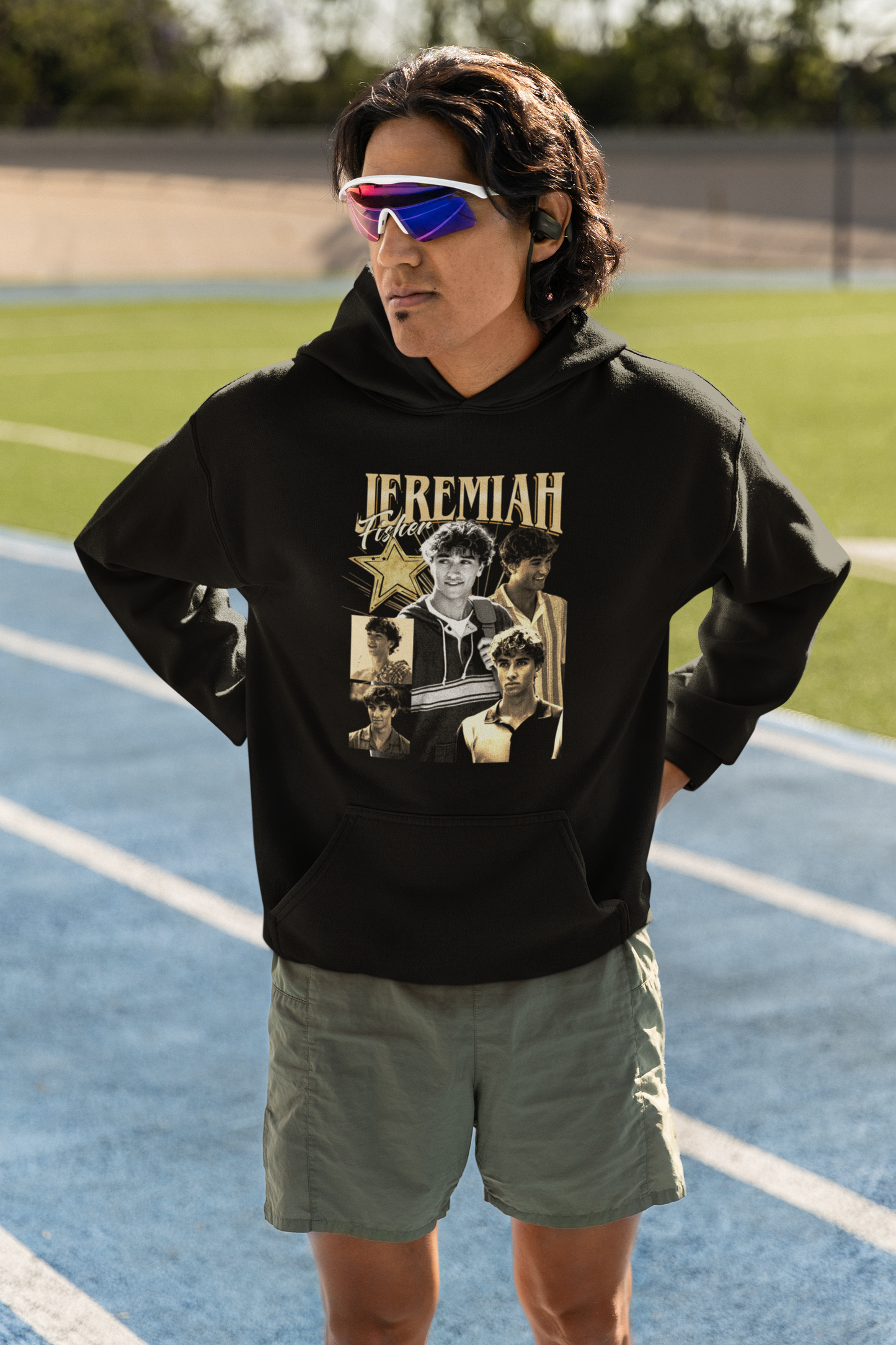 Jeremiah Fisher Teen Boy Graphic T-Shirt - Striped Hoodie and Vintage Style Photos