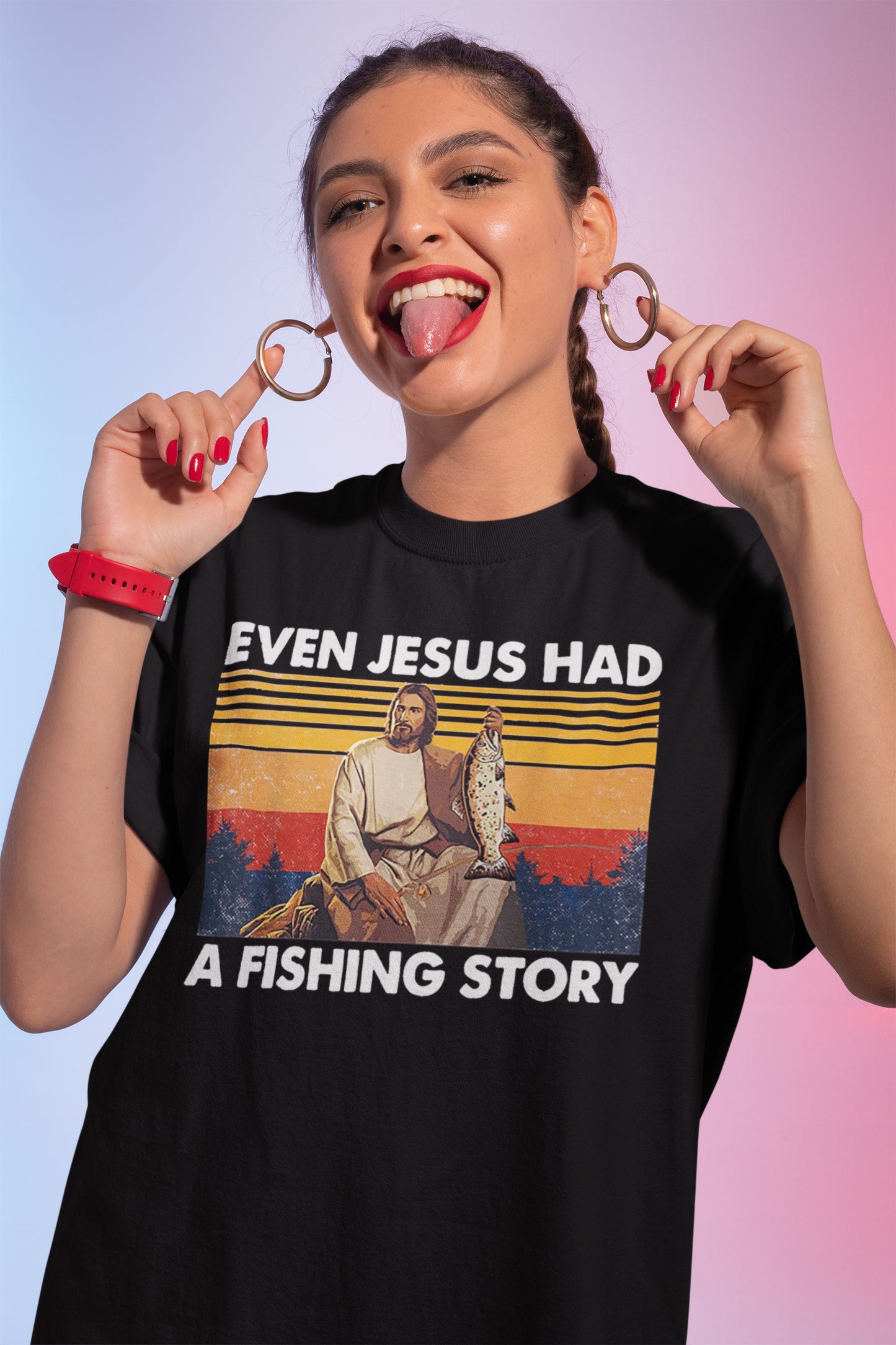 Even Jesus Had A Fishing Story Vintage Graphic Sweatshirt
