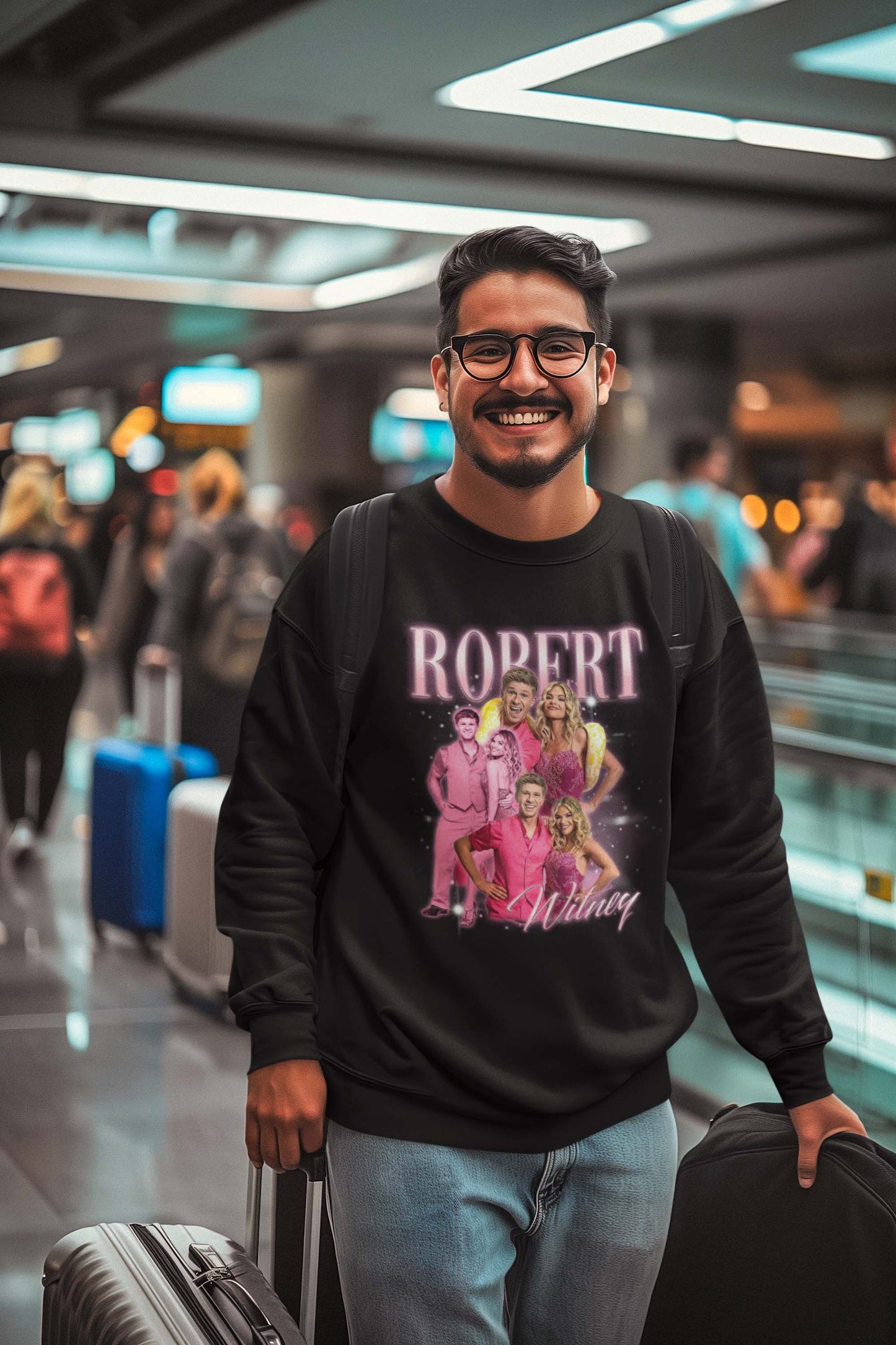 Robert and Britney Retro Style Personalized Couple T-Shirt