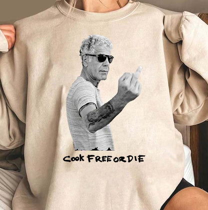 Chef Anthony Bourdain Cook Free Or Die T-Shirt - Edgy Culinary Graphic Tee