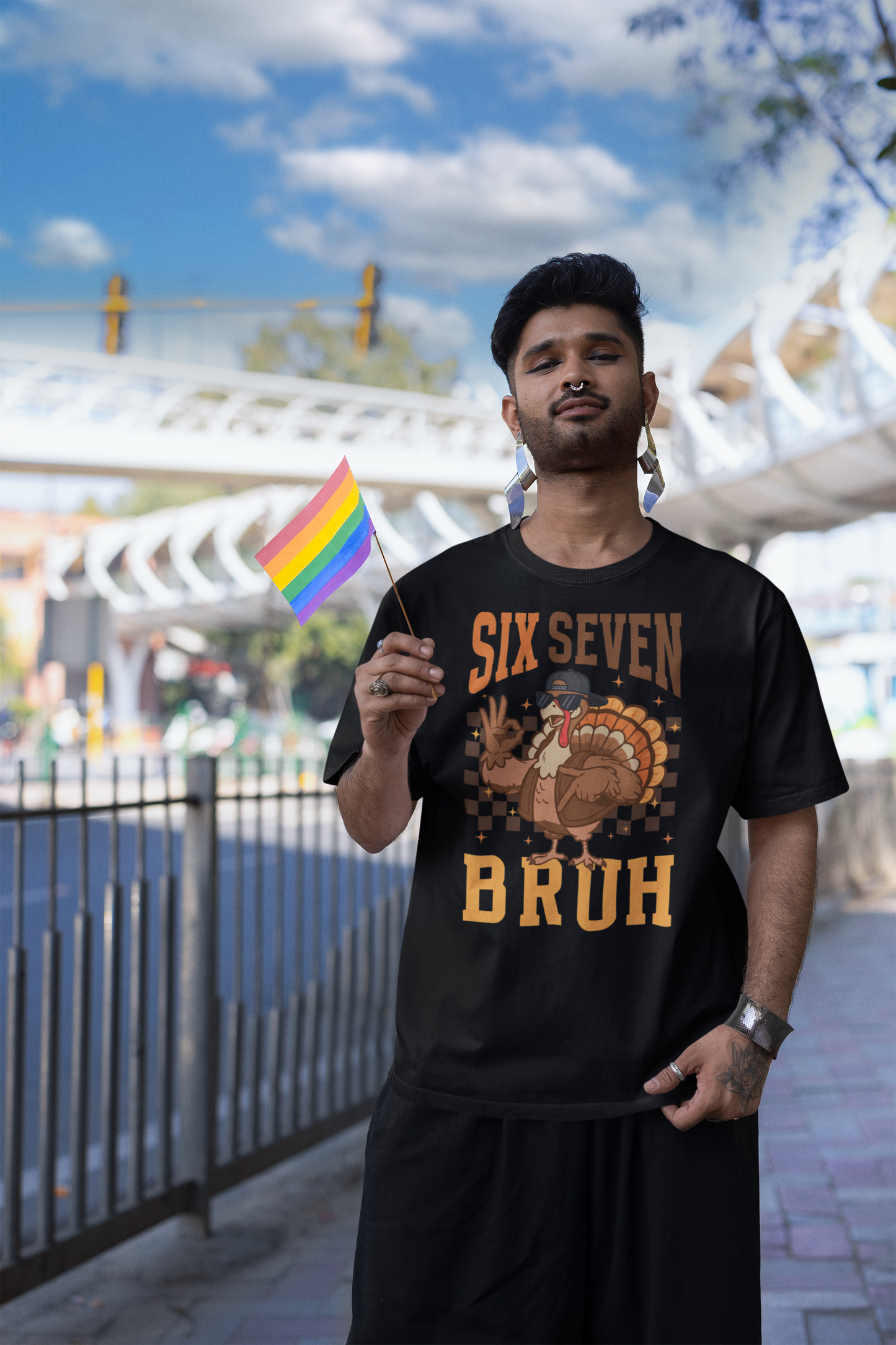 Funny Six Seven Bruh Turkey Thanksgiving T-Shirt