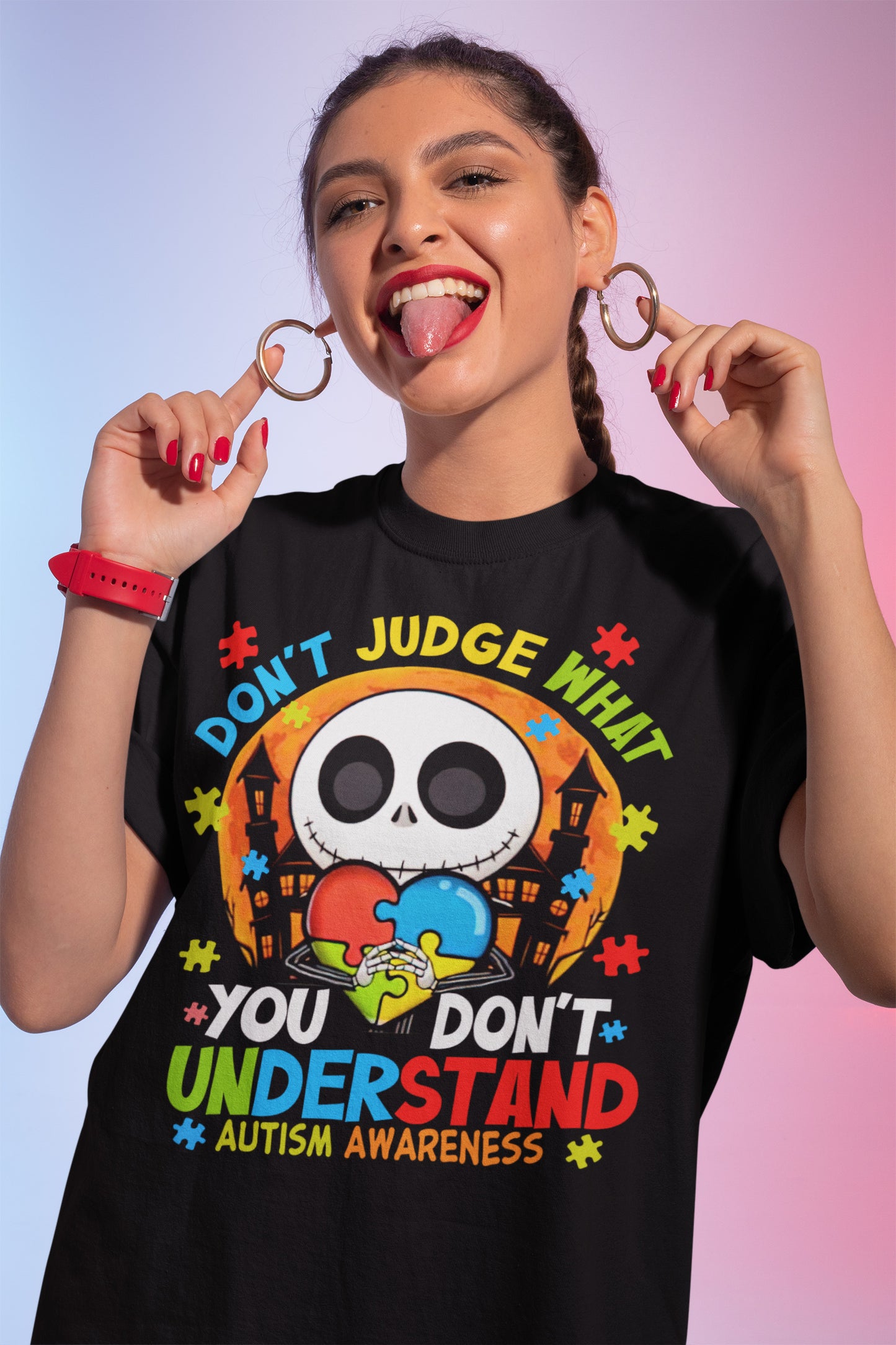 Don't Judge What You Don't Understand Autism Awareness Shirt with Puzzle Heart Design