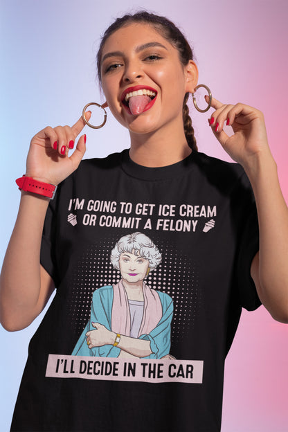 Funny Retro Grandma Sweatshirt - Ice Cream or Commit a Felony Quote