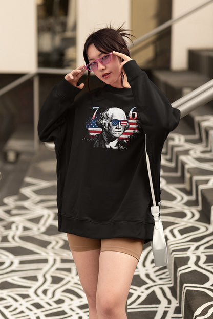 Retro 1776 American Flag George Washington Sunglasses T-Shirt