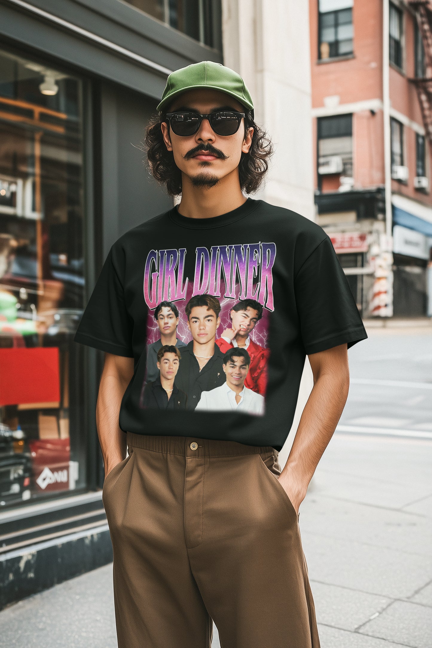 Girl Dinner Celebrity Collage Black Hoodie - Trendy Casual Streetwear