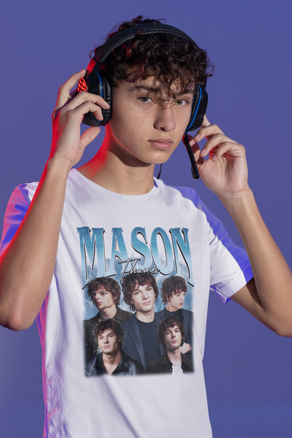 Mason Thames Graphic Tee with Stormy Sky Portrait Design