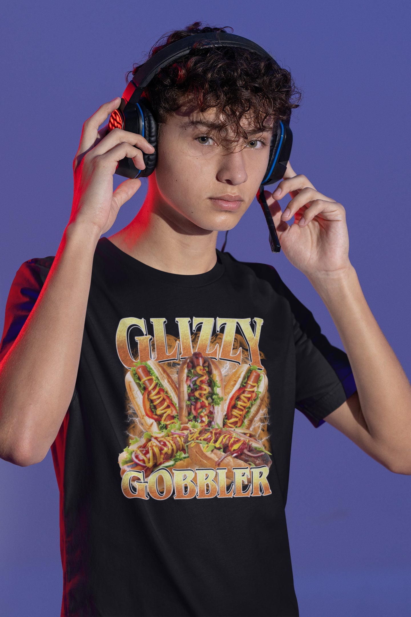 Glizzy Gobbler Hot Dog Lover Graphic T-Shirt Fun Party Tee