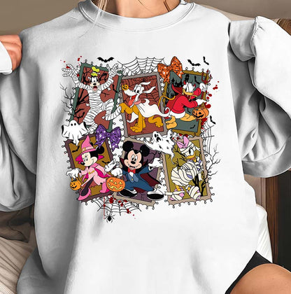 Halloween Disney Cartoon Characters Shirt - Mickey, Minnie & Friends Spooky Tee