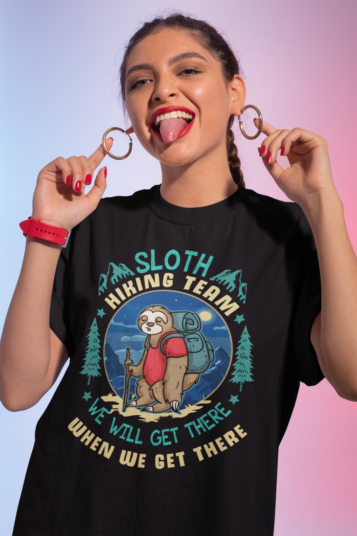 Sloth Hiking Team T-Shirt – Funny Hiking Quote Nature Lover Tee