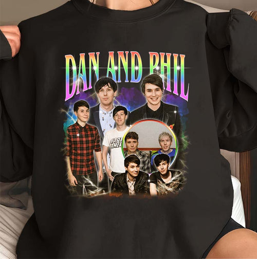 Dan and Phil Collage Black Hoodie - Unique Fan Sweatshirt for Dan and Phil Fans