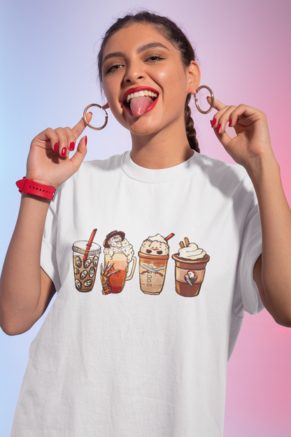 Horror Movie Inspired Coffee Drinks Sweatshirt - Halloween Themed Cozy Pullover