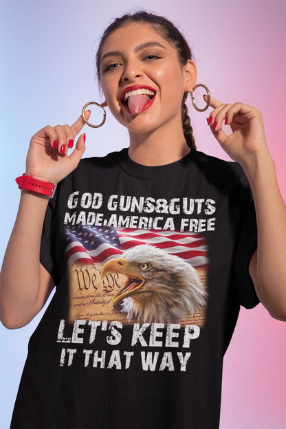 God Guns & Guts Patriotic Eagle T-Shirt - Made America Free Graphic Tee